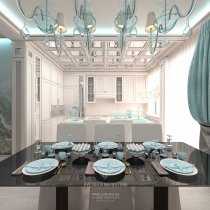 Дизайн интерьера кухни-гостиной в светлых тонах